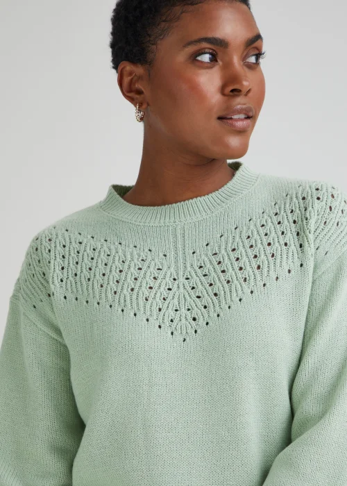Green Pointelle Stitch Jumper - XS Image 3