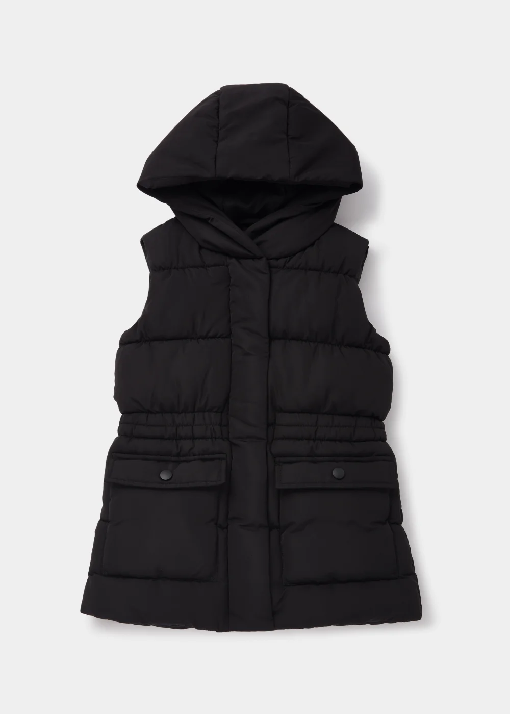 Girls Black Longline Hooded Gilet (4-13yrs) - 4 Yrs Image 1