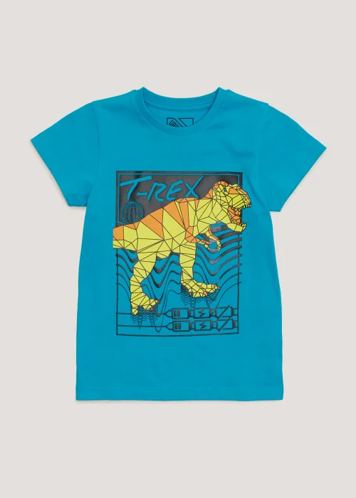 Boys Teal Dinosaur Print T-Shirt (4-13yrs) - Age 4 Years Image 1