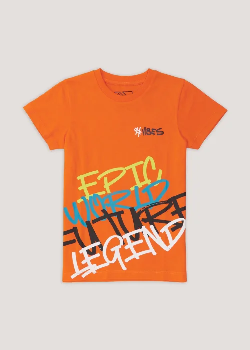Boys Orange Graffiti Print - 4 Yrs Image 1