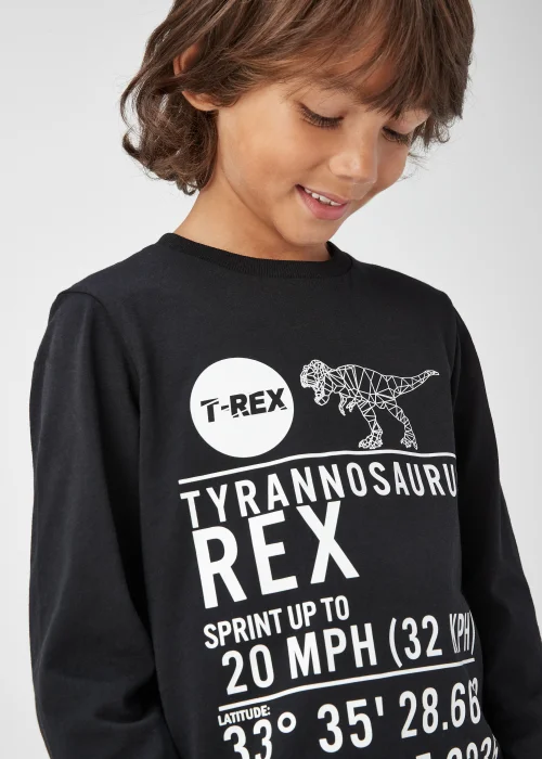 Boys Black Dinosaur Text Long Sleeve T-Shirt (4-13yrs) - 4 Yrs Image 3