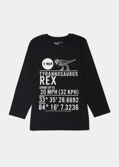 Boys Black Dinosaur Text Long Sleeve T-Shirt (4-13yrs) - 4 Yrs Image 5