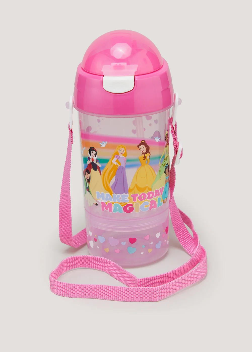 Kids Disney Princess Sip & Snack Bottle (20cm x 7cm) Image 1