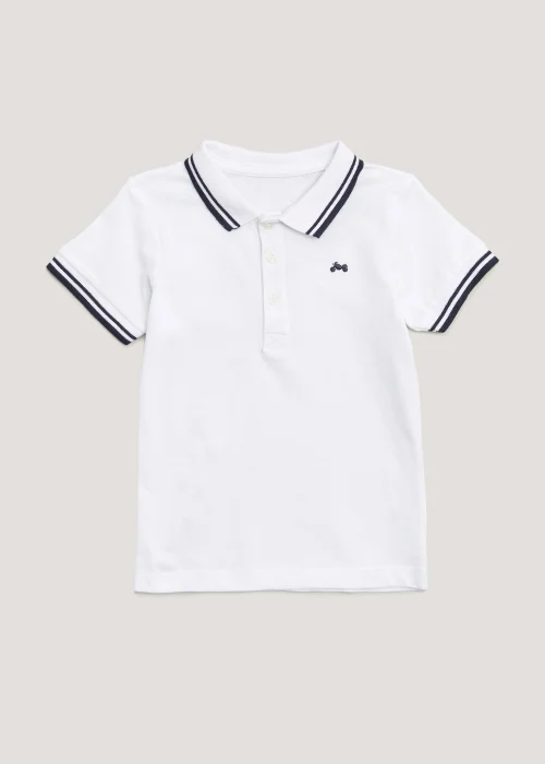 Boys White Pique Polo Shirt (9mths-6yrs) - Age 9 - 12 Months Image 1