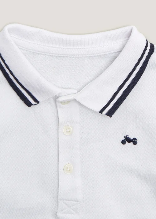 Boys White Pique Polo Shirt (9mths-6yrs) - Age 9 - 12 Months Image 2