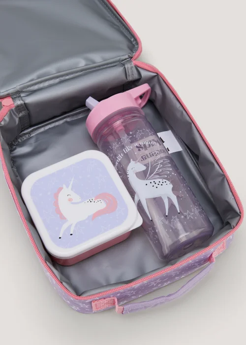 Kids 3 Piece Unicorn Lunch Bag Set Image 2