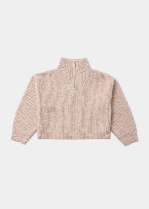 Girls Oatmeal Half Zip Jumper (4-15yrs) - 4 Yrs Image 1