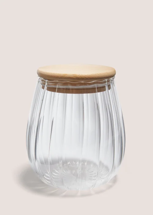 Small Curved Ribbed Glass Jar (10cm x 8cm) Image 1
