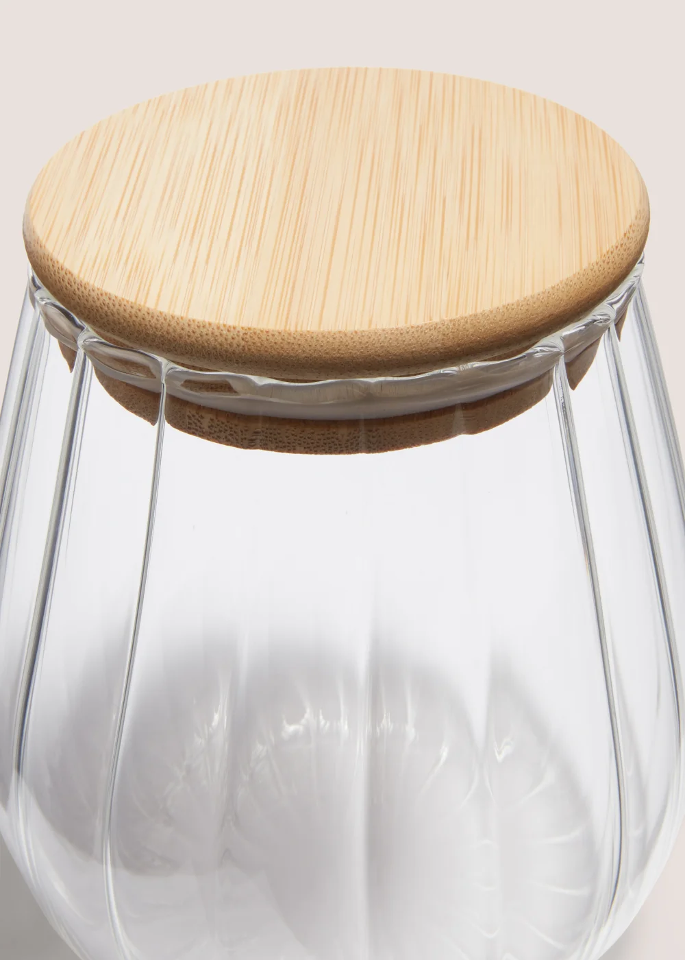 Small Curved Ribbed Glass Jar (10cm x 8cm) Image 2