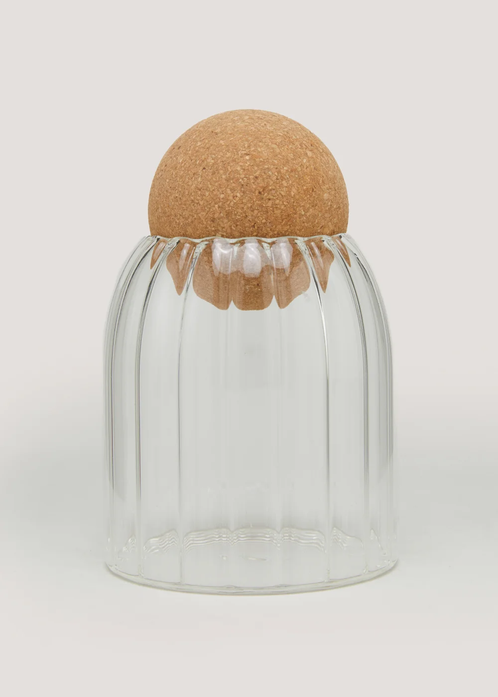 Small Round Cork Ribbed Jar Image 1