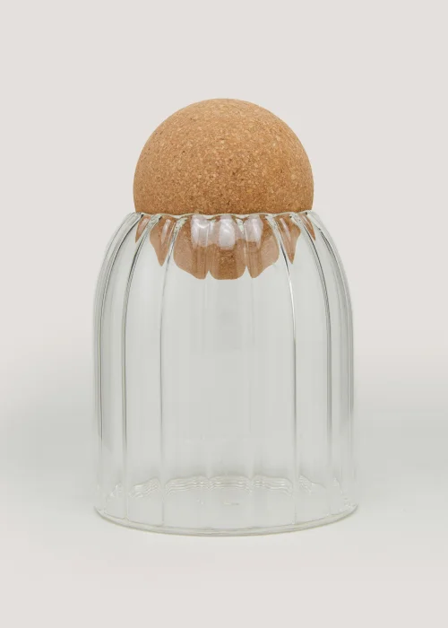 Small Round Cork Ribbed Jar Image 1