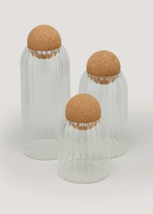 Small Round Cork Ribbed Jar Image 2
