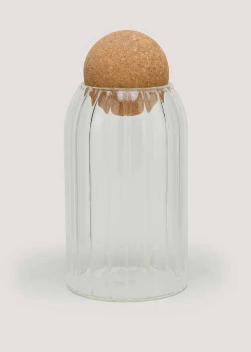 Medium Round Cork Ribbed Jar Image 1