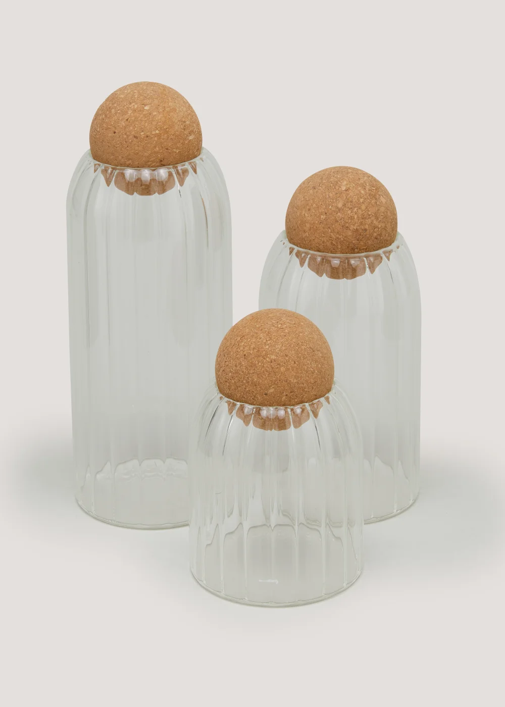 Large Round Cork Ribbed Jar (20cm x 8.5cm) Image 2