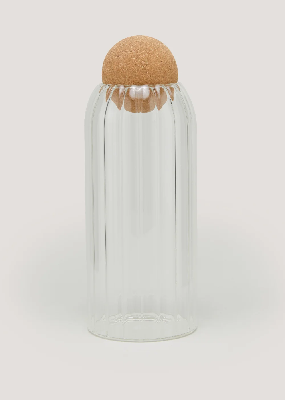 Large Round Cork Ribbed Jar (20cm x 8.5cm) Image 1