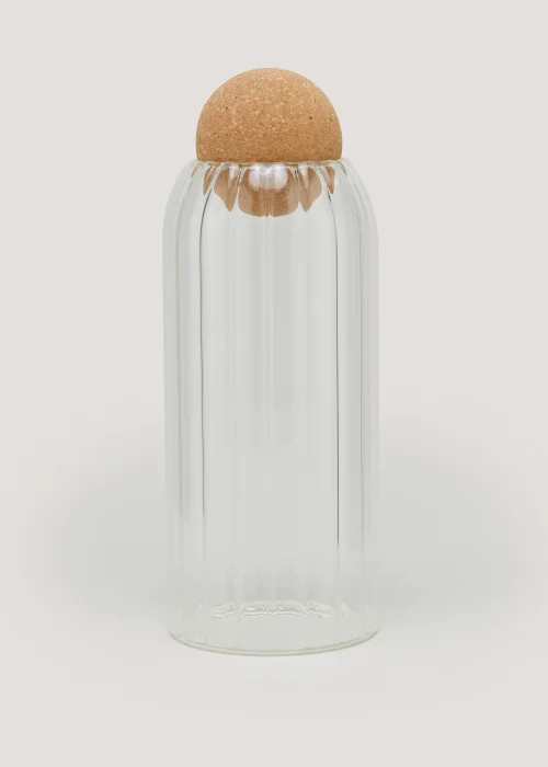 Large Round Cork Ribbed Jar (20cm x 8.5cm) Image 1