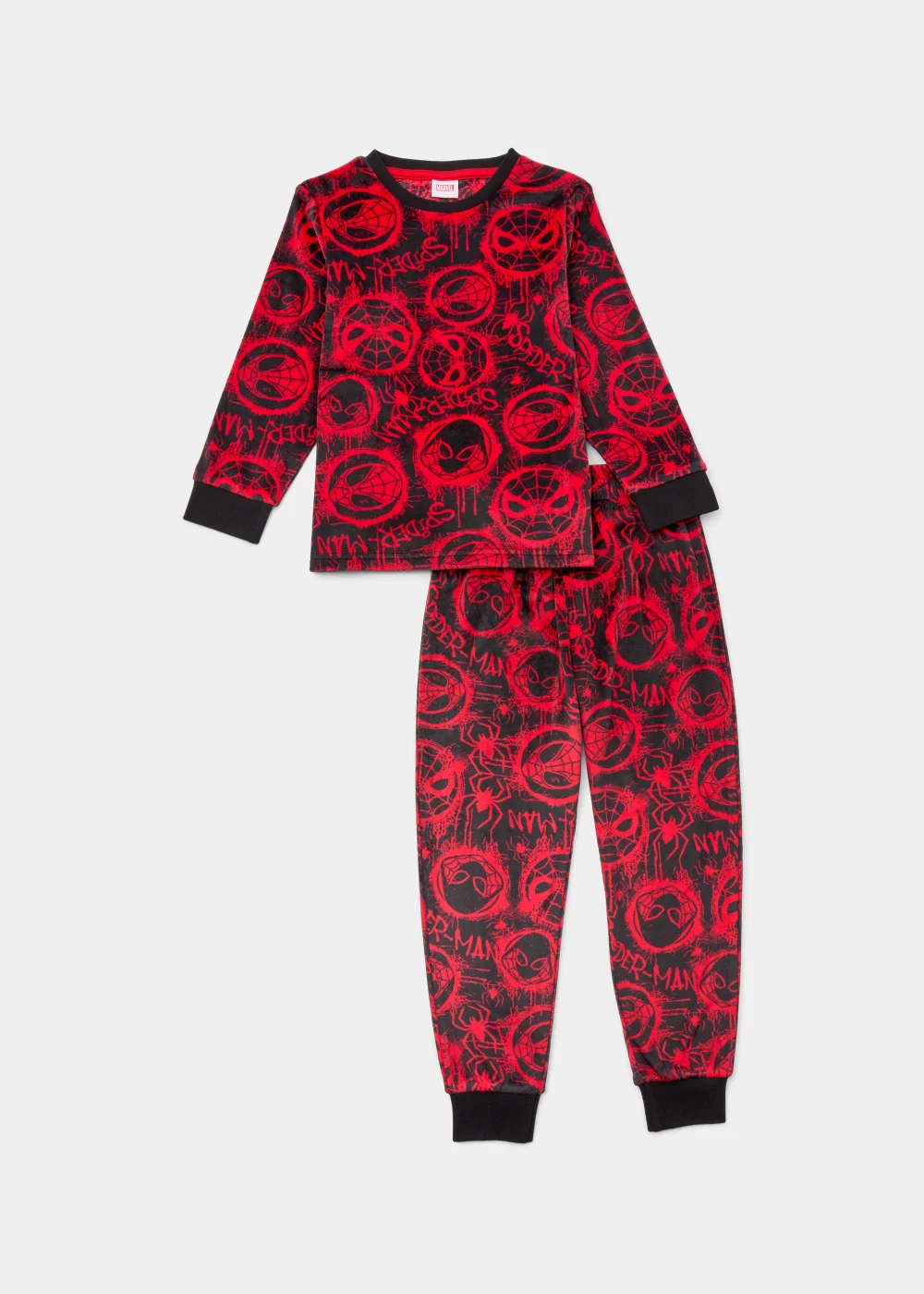Kids Black Marvel Spider-Man Fleece Pyjama Set (18mths-8yrs) - Age 2 - 3 Years Image 1