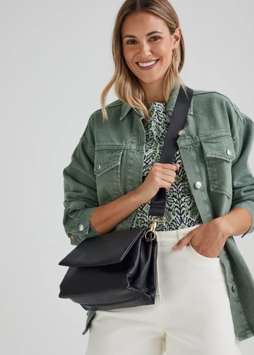 Black Triple Compartment Cross Body Bag - One Size Image 1