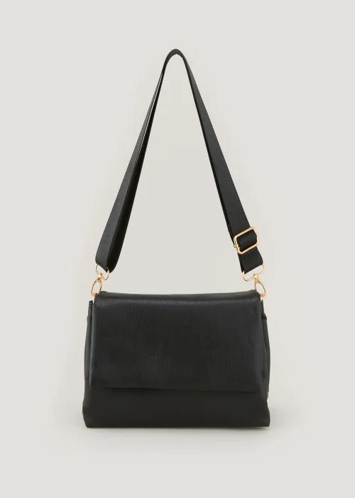 Black Triple Compartment Cross Body Bag - One Size Image 3