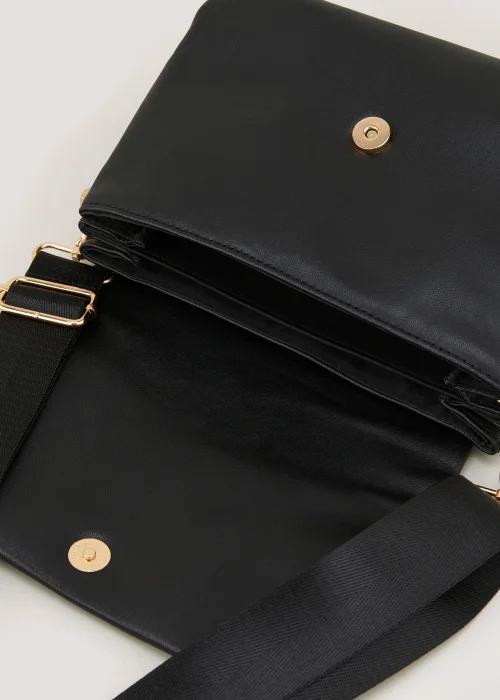 Black Triple Compartment Cross Body Bag - One Size Image 4