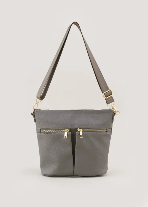 Grey Cross Body Messenger Bag - One Size Image 1