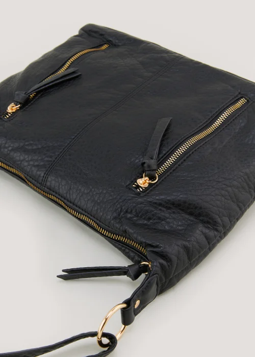 Black Washed Slouch Cross Body Bag - One Size Image 2