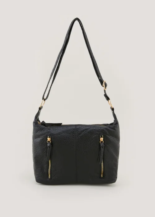 Black Washed Slouch Cross Body Bag - One Size Image 1