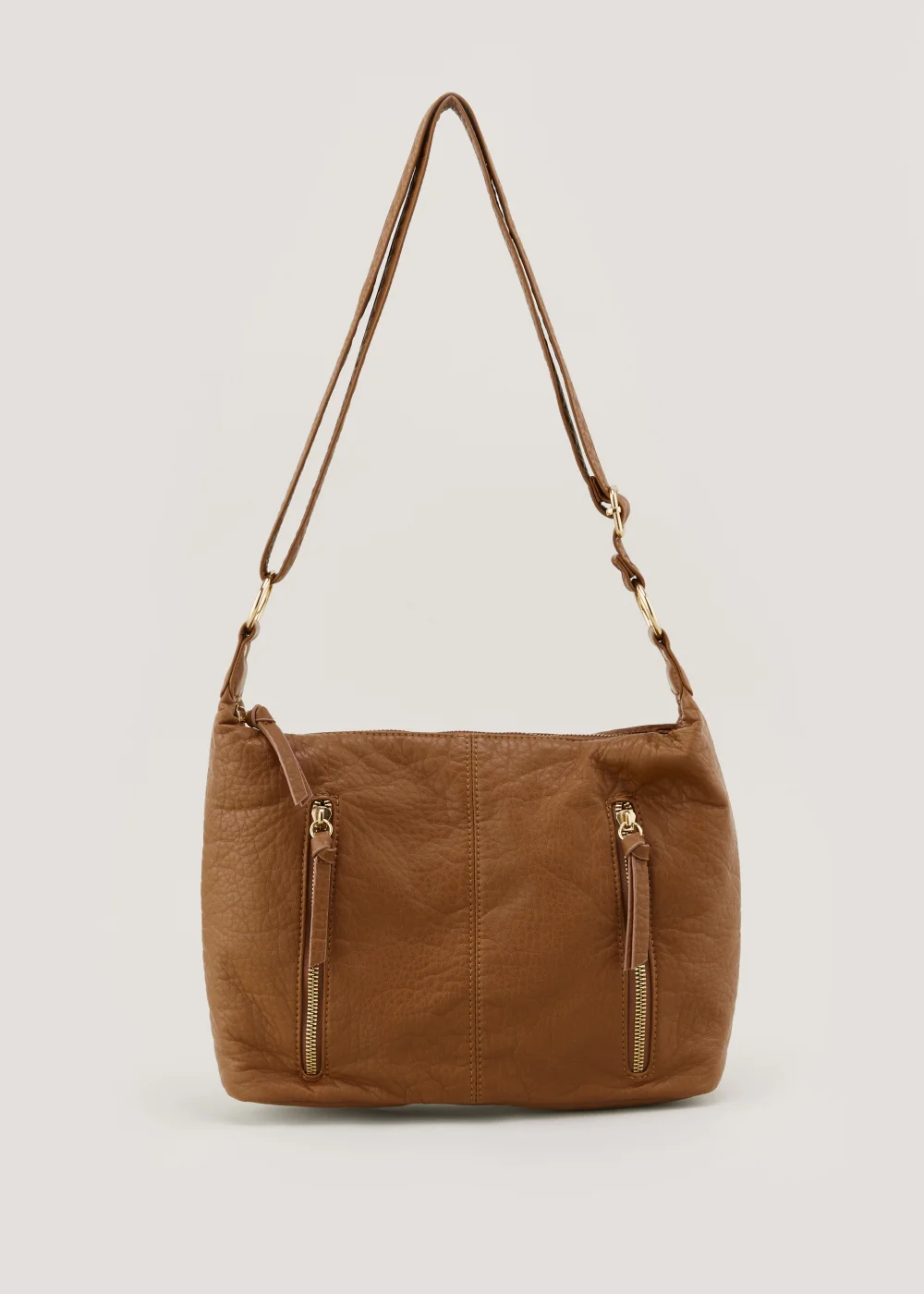 Tan Washed Slouch Cross Body Bag - One Size Image 1