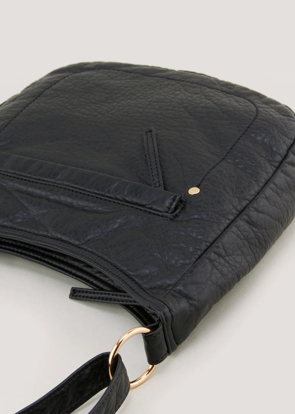 Black Washed PU Messenger Bag - One Size Image 2