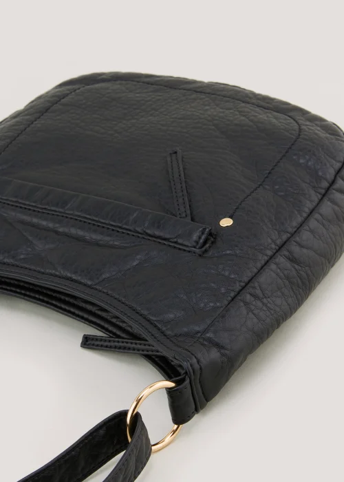 Black Washed PU Messenger Bag - One Size Image 2