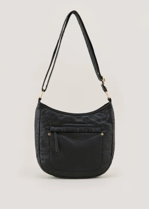 Black Washed PU Messenger Bag - One Size Image 1
