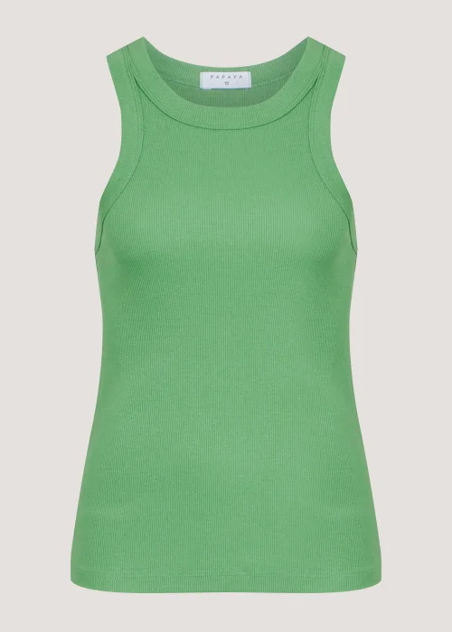 Green High Neck Ribbed Vest Top - 8 Image 5