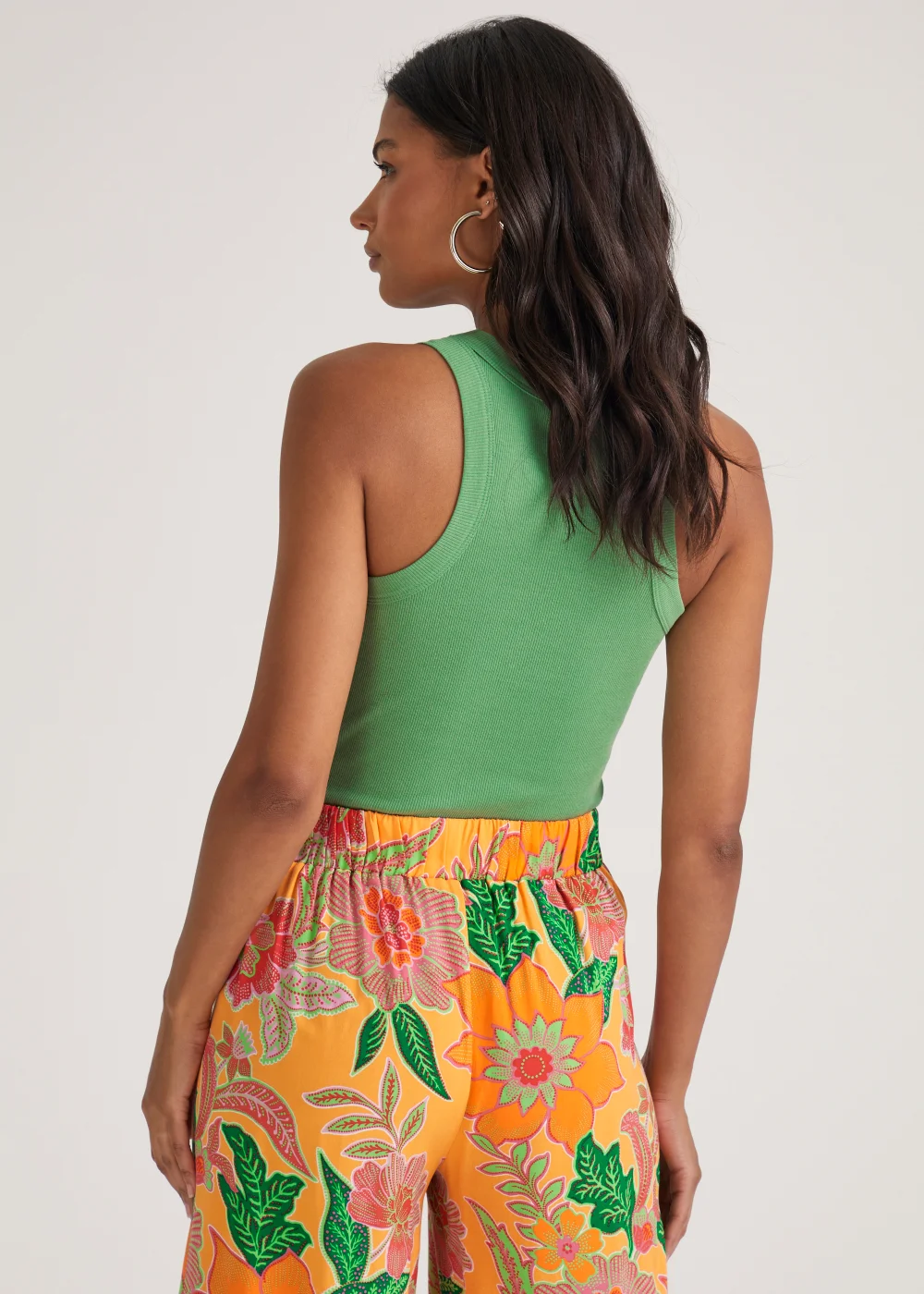 Green High Neck Ribbed Vest Top - 8 Image 2