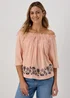 Pink Embroidered Bardot Top - Size 8 Image 4