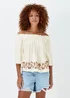 Ivory Embroidered Bardot Top - Size 8 Image 1