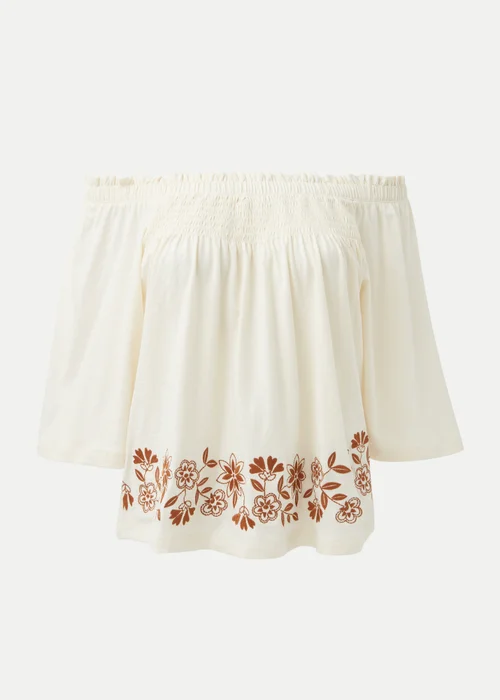 Ivory Embroidered Bardot Top - Size 8 Image 5