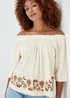 Ivory Embroidered Bardot Top - Size 8 Image 3