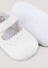 White Scallop Mary Jane Soft Sole Baby Shoes (Newborn-18mths) - Age 0 - 3 Months Image 2