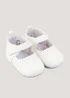 White Scallop Mary Jane Soft Sole Baby Shoes (Newborn-18mths) - Age 0 - 3 Months Image 1
