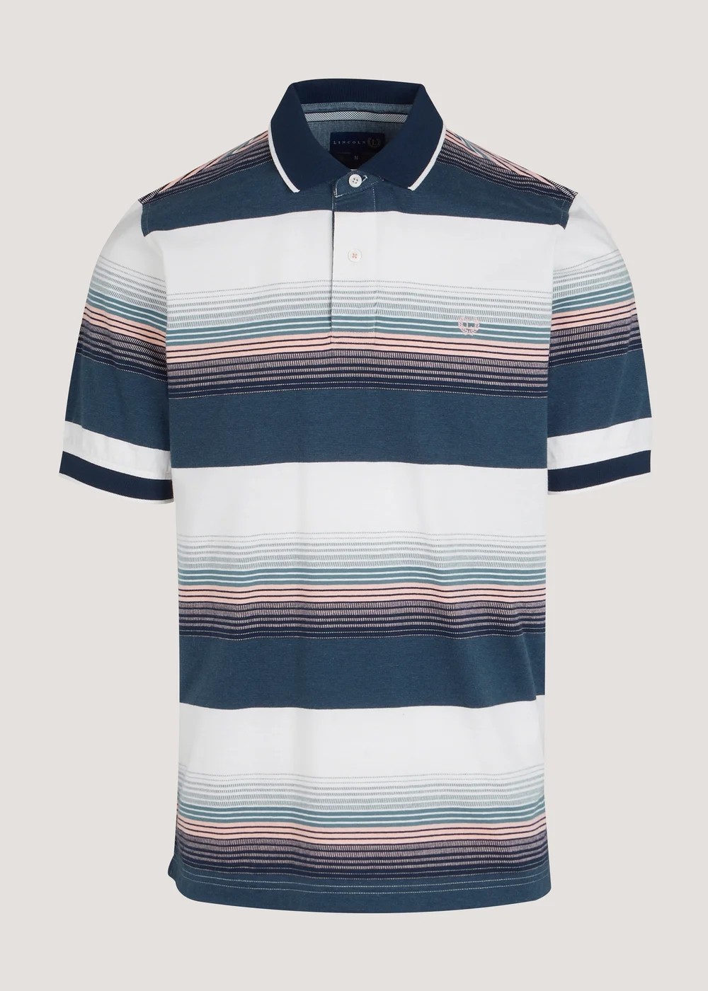 Lincoln Navy Stripe Block Polo Shirt - S Image 1