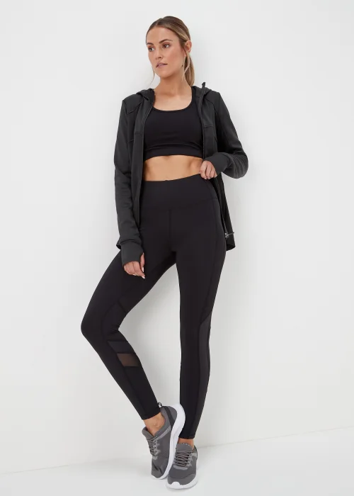 Souluxe Black Ribbed Zip Up Jacket - S Image 4