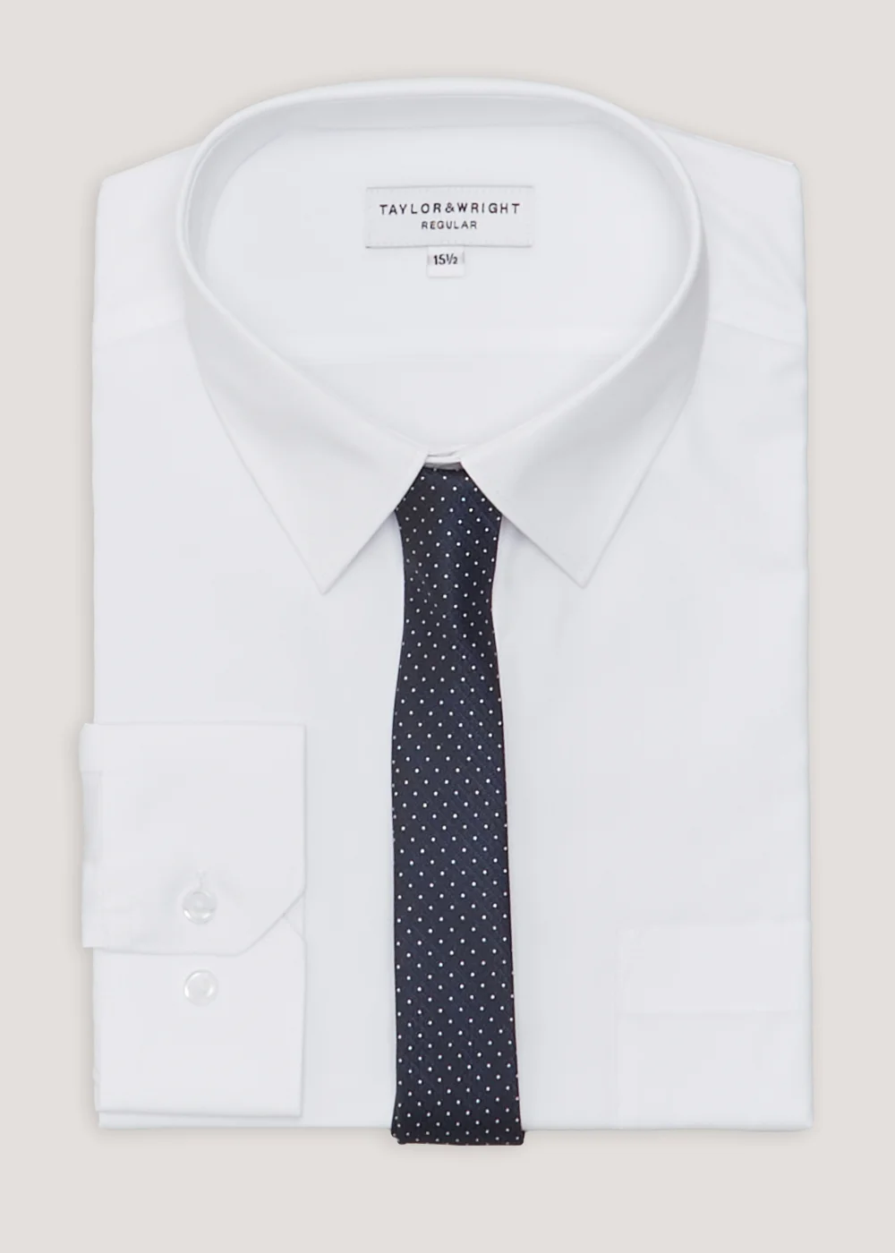 Taylor & Wright White Regular Fit Shirt & Tie Set - 15.5 Collar Image 5