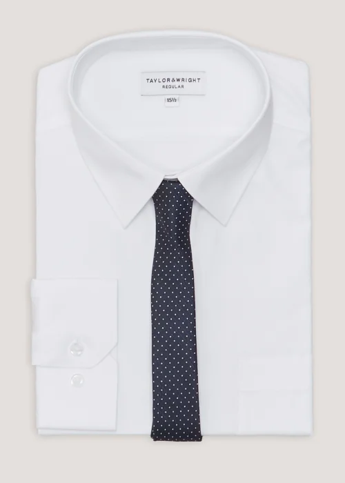 Taylor & Wright White Regular Fit Shirt & Tie Set - 15.5 Collar Image 5