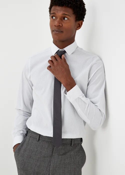 Taylor & Wright White & Grey Stripe Slim Fit Shirt & Tie - 15 Collar Image 3