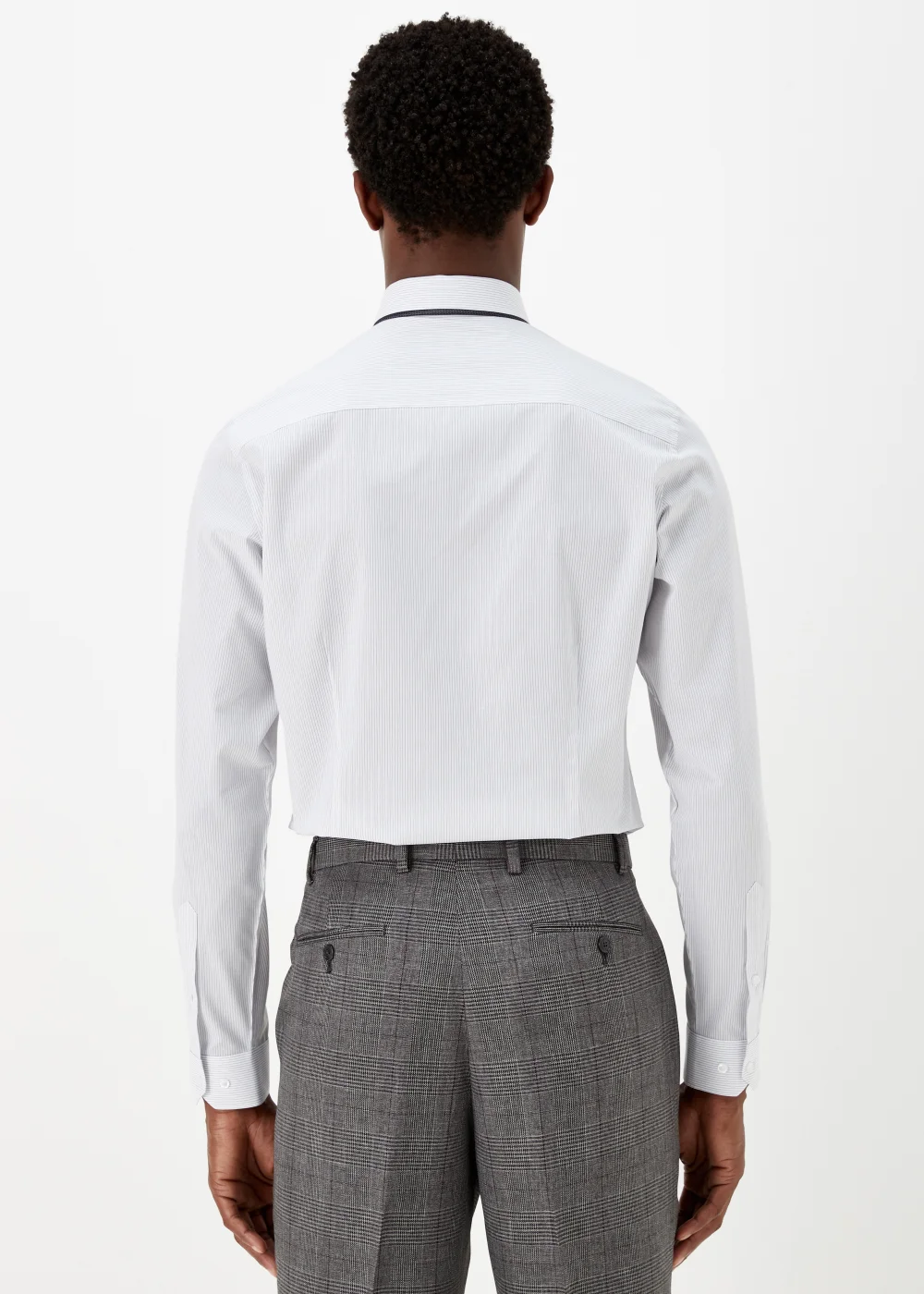 Taylor & Wright White & Grey Stripe Slim Fit Shirt & Tie - 15 Collar Image 2