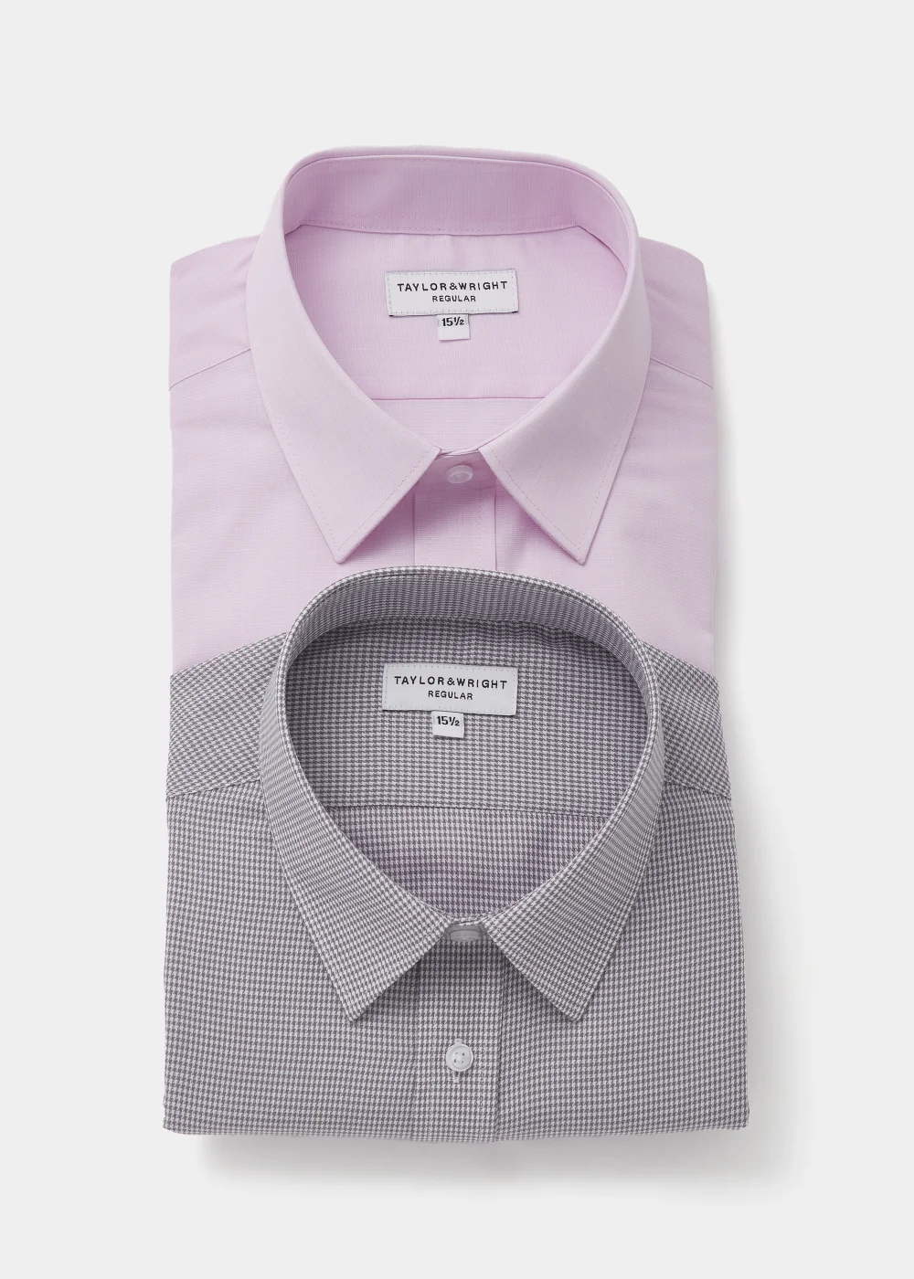 Taylor & Wright 2 Pack Pink & Grey Easy Care Regular Fit Shirts - 15 Collar Image 1