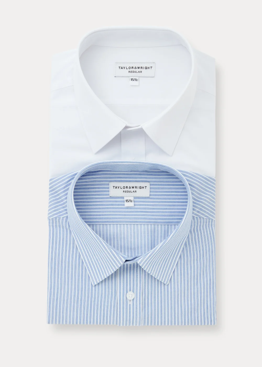 Taylor & Wright 2 Pack White & Blue Regular Fit Shirts - 15.5 Collar Image 5