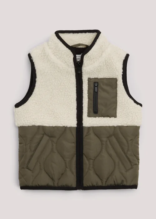 Boys Khaki Borg Gilet (9mths-6yrs) - 9-12 months Image 1