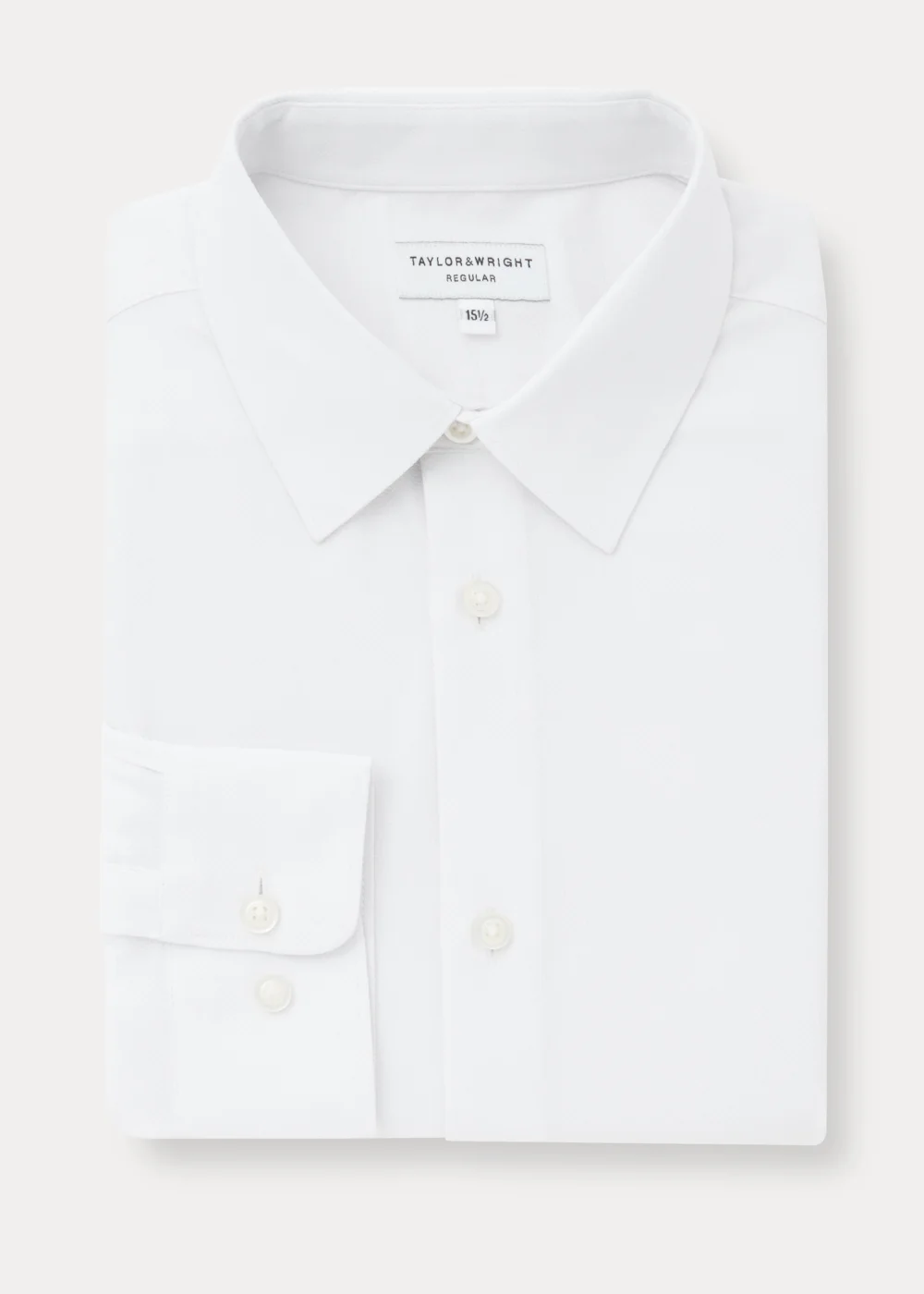 Taylor & Wright White Textured Regular Fit Shirt - 15.5 Collar Image 5