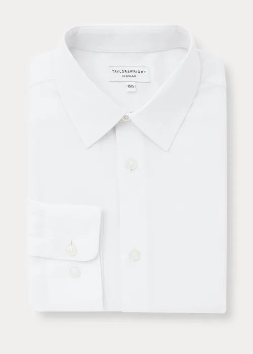 Taylor & Wright White Textured Regular Fit Shirt - 15.5 Collar Image 5